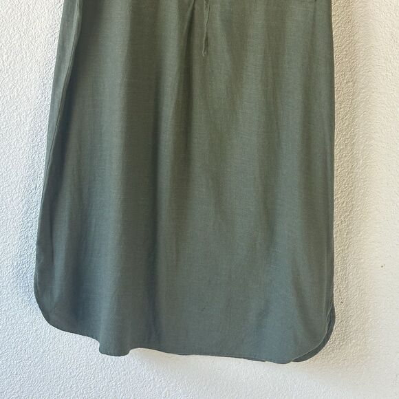 Lulu’s Linen Blend Dress Women’s Size L Olive Green Shirt Style Short Sleeves - Picture 3 of 12